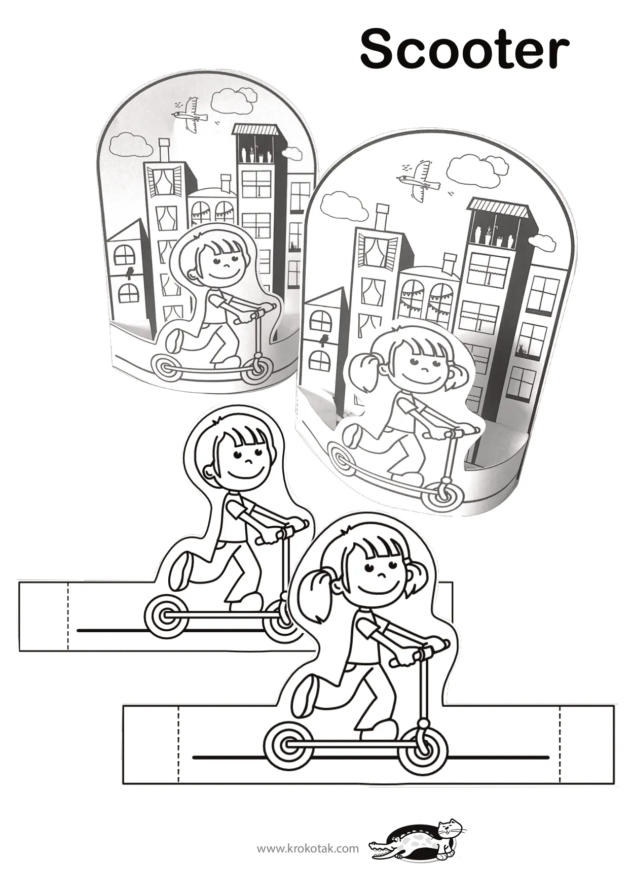 手工着色滑板车