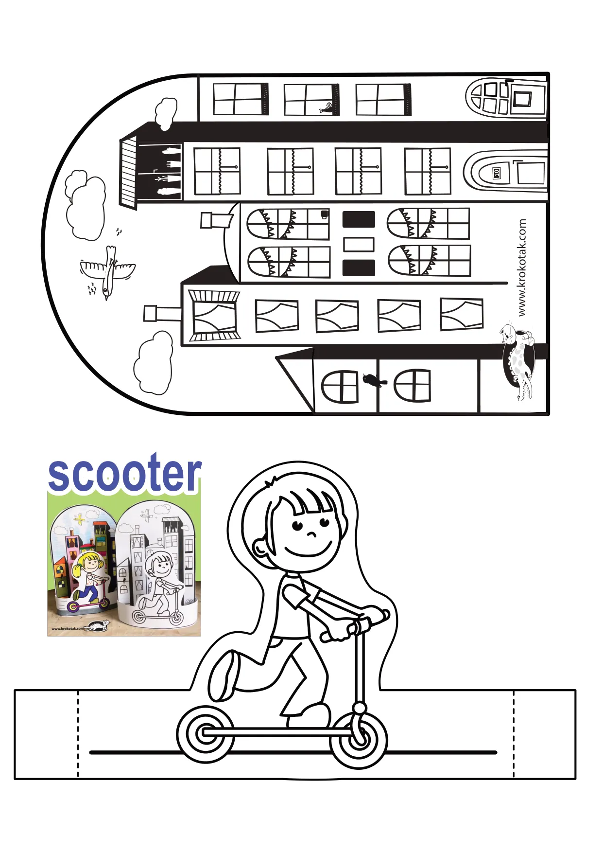 手工着色滑板车