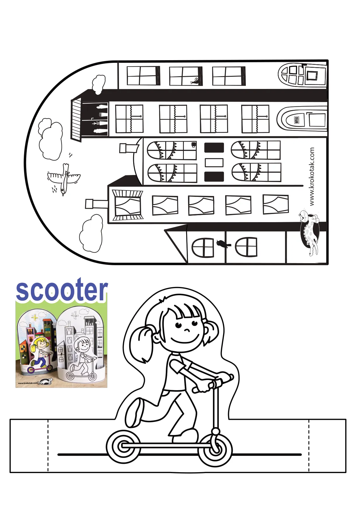 手工着色滑板车