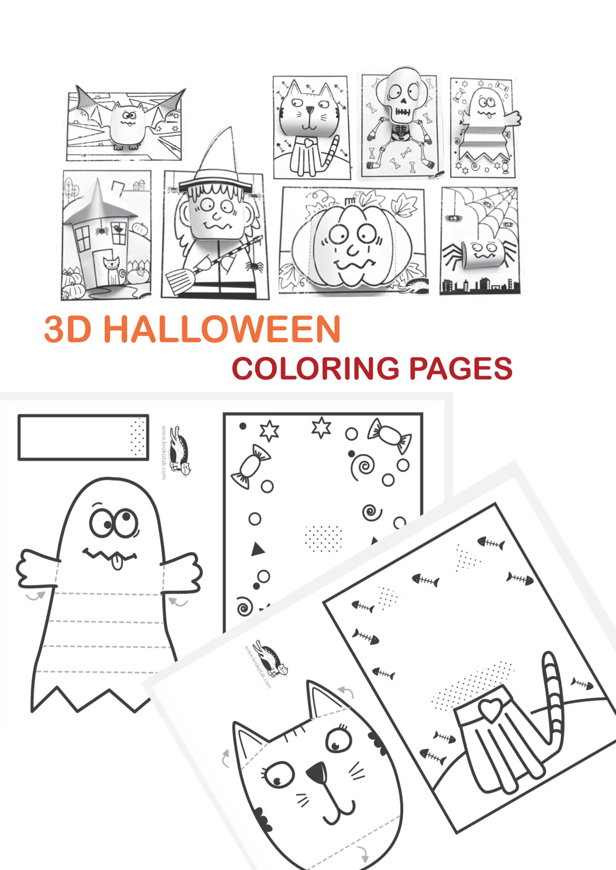 手工着色万圣节元素