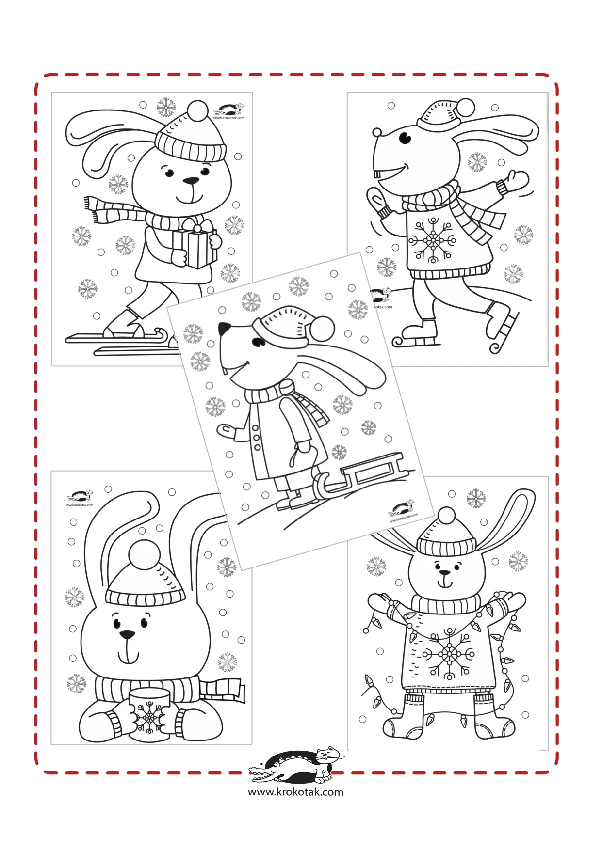 圣诞工艺涂色兔子