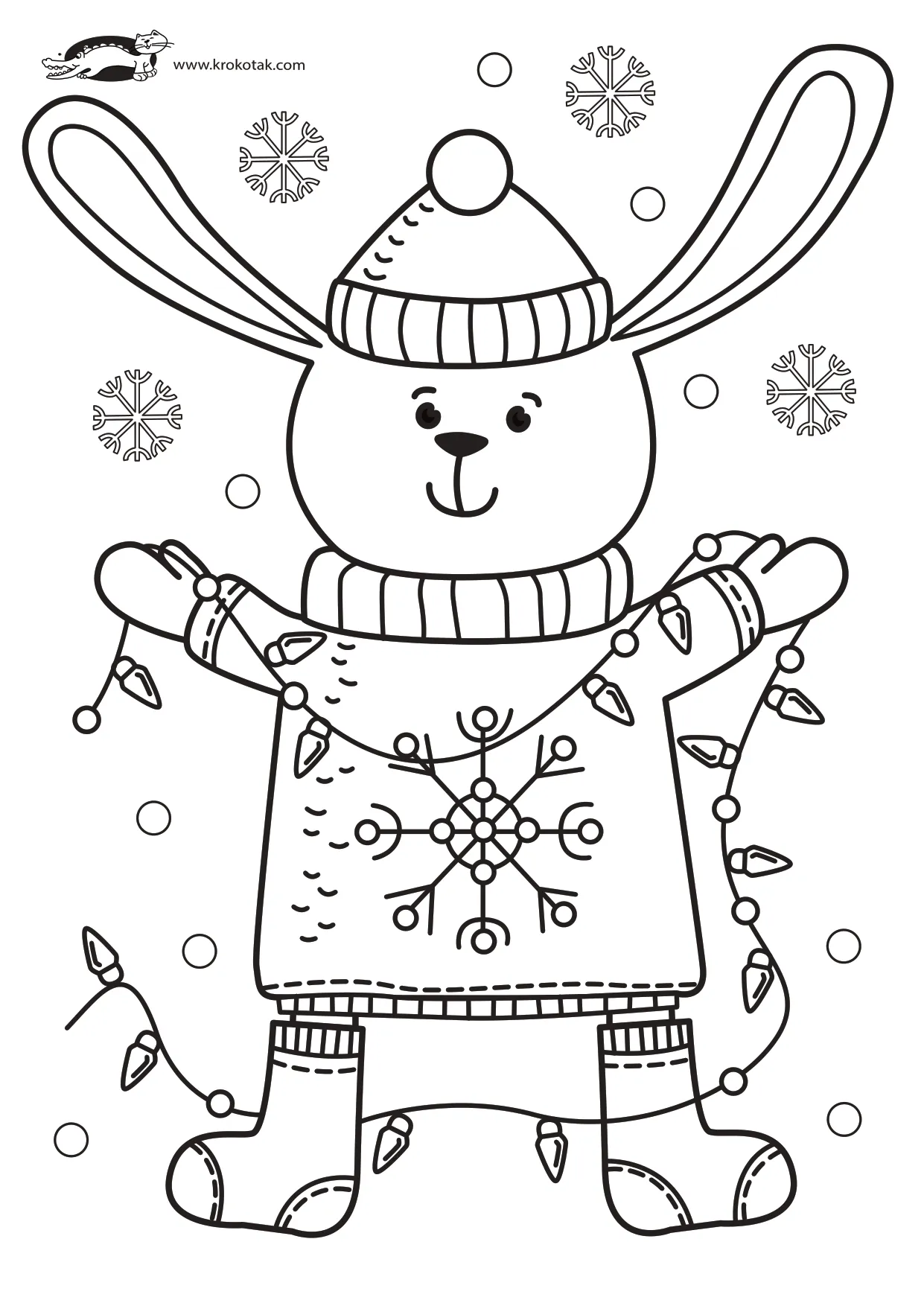 圣诞工艺涂色兔子