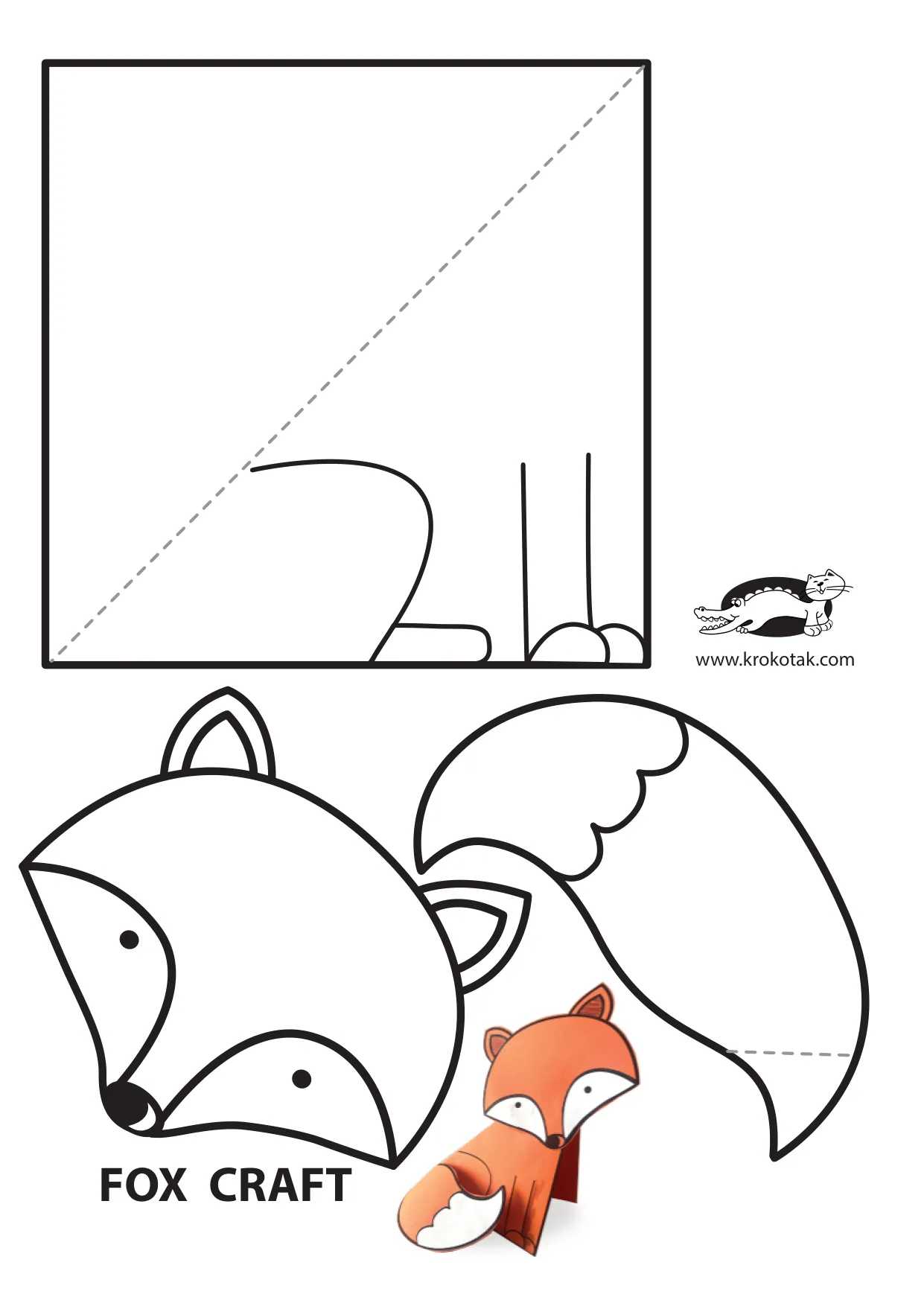 手工着色可爱狐狸